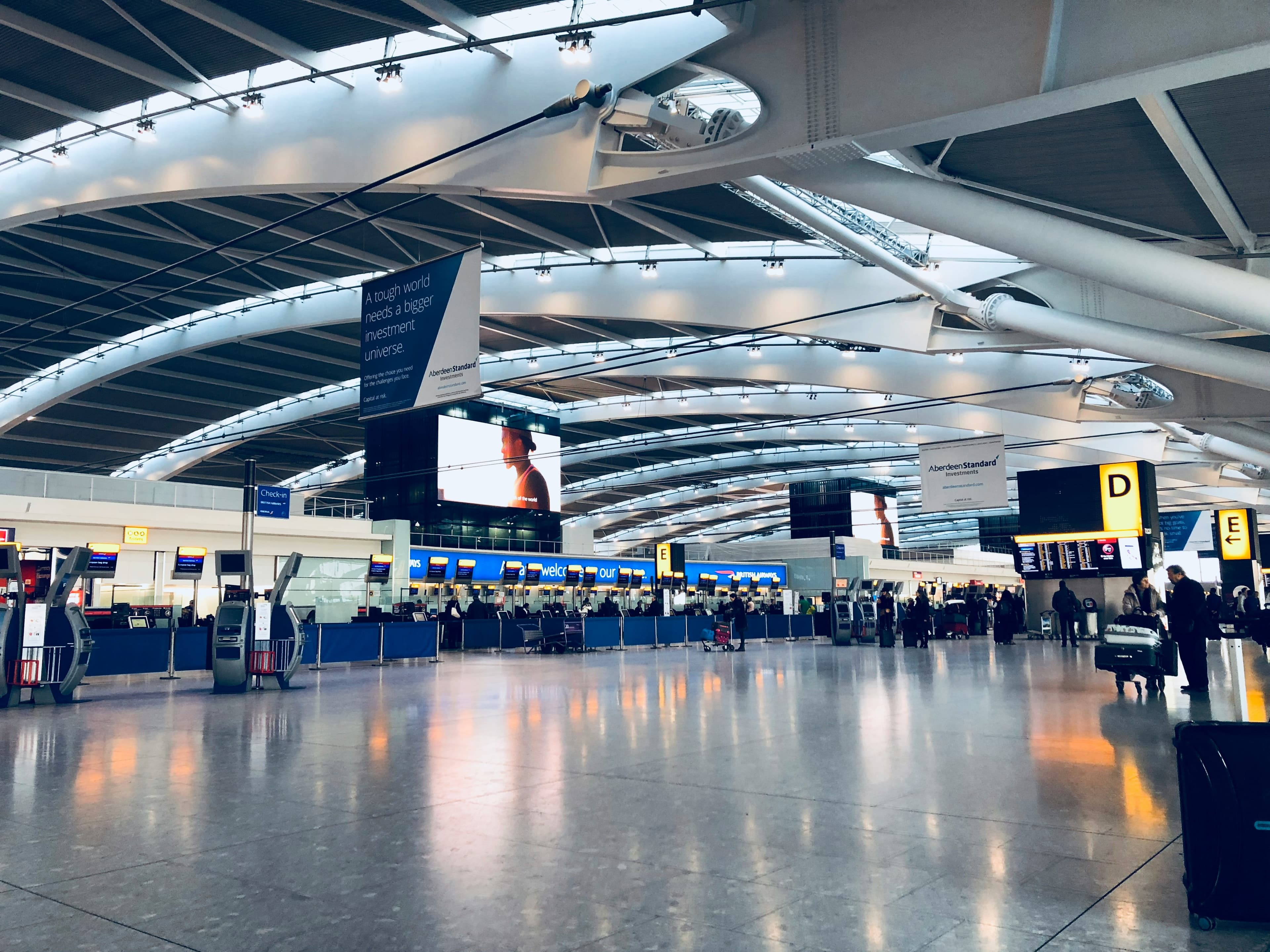 Airport terminal departures board